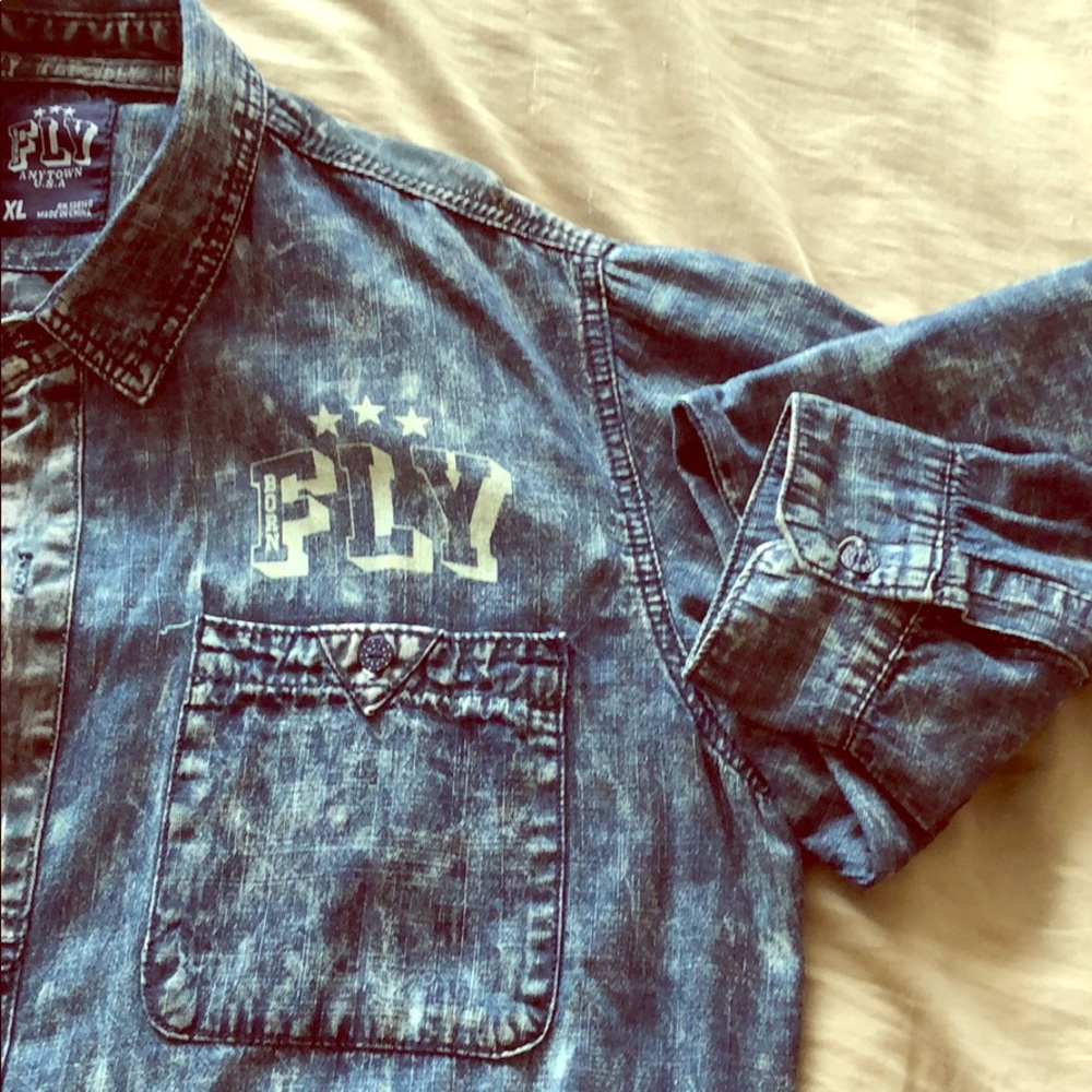 Denim long sleeve button up